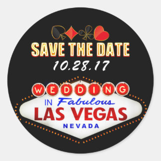 Wedding in Las Vegas Sign Neon Light Save the Date Ronde Sticker