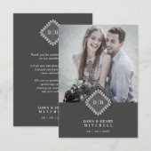 Wedding Initials Ornamental Lace Sophisticated Bedankkaart (Voorkant / Achterkant)