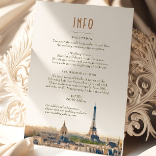 Wedding Insert INFO en Details Paris France Uitnod Kaart