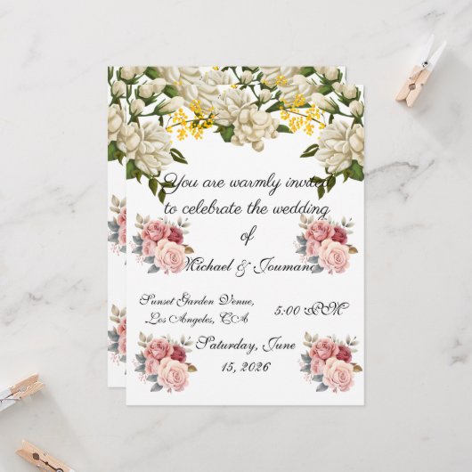 Wedding Invitation (Devant/Arrière en situation)