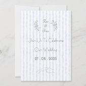 Wedding Invitation (12,7 cm x 17,8 cm) - Blue Stri (Devant)