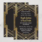 Wedding Invitation 1920: zwart en gouden kunst Dec Kaart (Voorkant / Achterkant)