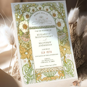 Wedding Invitation Art Nouveau door Mucha Kaart