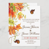 Wedding Invitation Autumn flowers sample modern Kaart (Voorkant / Achterkant)