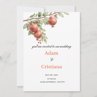 Wedding Invitation Blooming with Pomegranates  Kaart