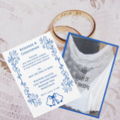 Wedding Invitation Blue Sapphire Bells Scrollwork