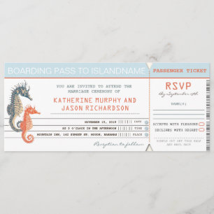 Wedding Invitation Boarding Pass Tickets Kaart