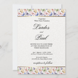  Wedding invitation  Border Butterfly Kaart