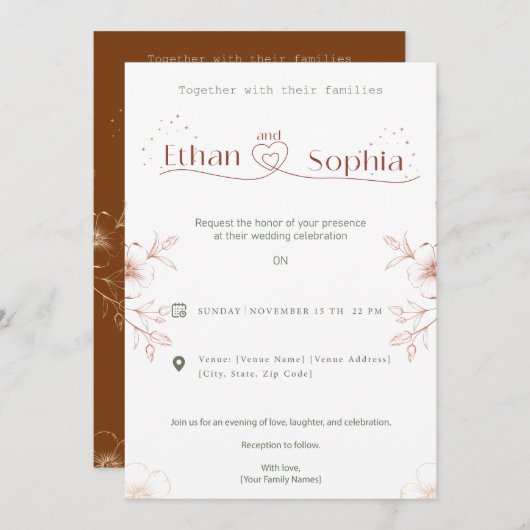 wedding invitation card design online (Devant / Derrière)