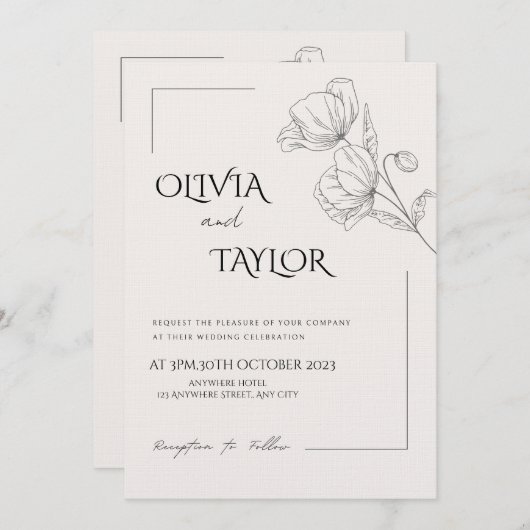 Wedding Invitation Card – Personalized Elegant (Devant / Derrière)