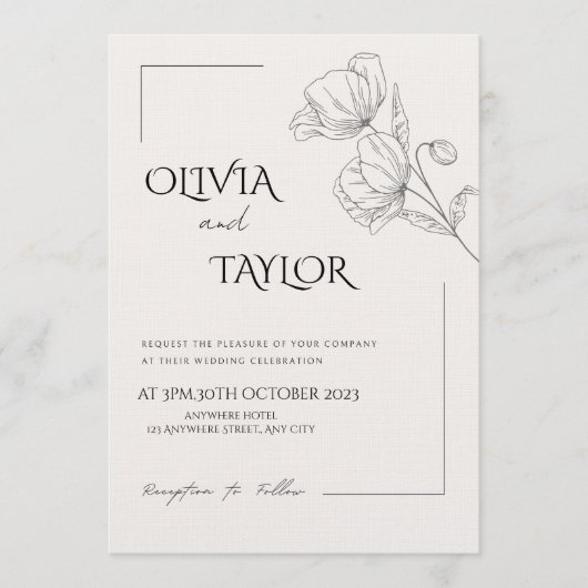 Wedding Invitation Card – Personalized Elegant (Devant)