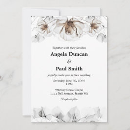Wedding Invitation Card Soft Rose, Leaf Leaves Kaart