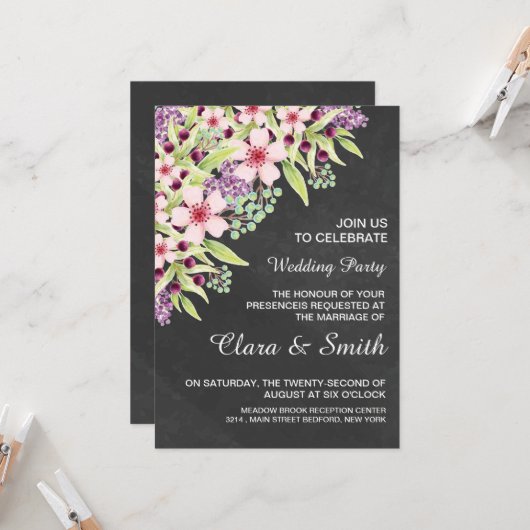 Wedding Invitation Card Template  (Devant/Arrière en situation)