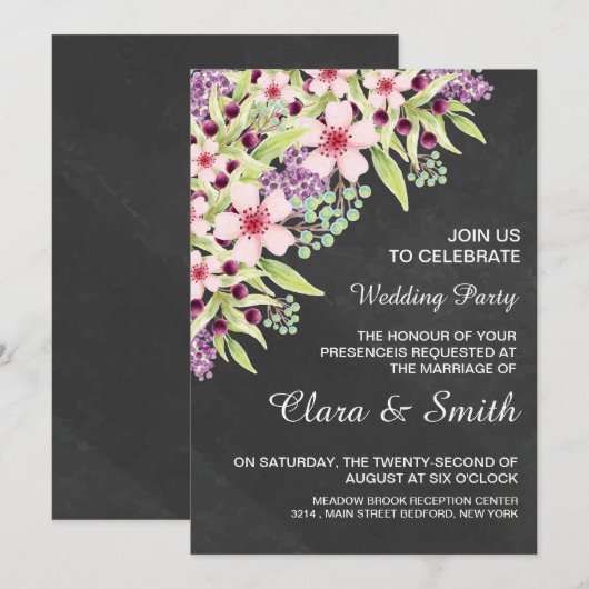 Wedding Invitation Card Template  (Devant / Derrière)