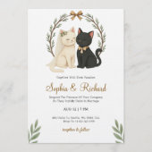 Wedding invitation card with a beige and black cat (Devant)