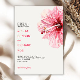Wedding invitation card with a pink floral design kaart