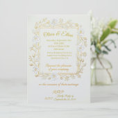 Wedding Invitation - Classic Gold & Olive Branch  (Debout devant)