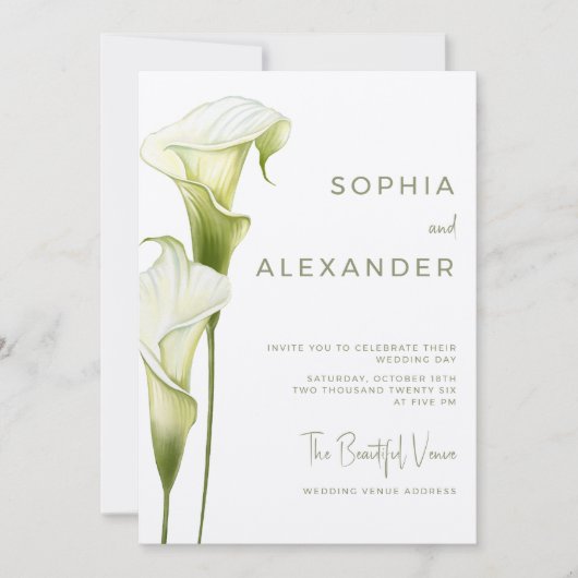 Wedding Invitation "Delicate Calla Lilies" (Devant)