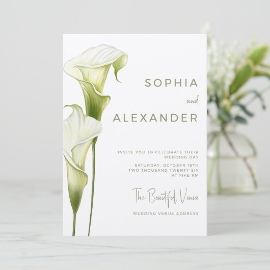 Wedding Invitation "Delicate Calla Lilies" (Debout devant)