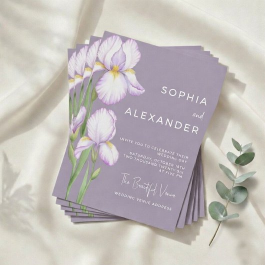 Wedding Invitation "Delicate Irises" Kaart