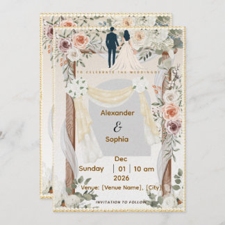 Wedding Invitation | Editable Modern Template Kaart