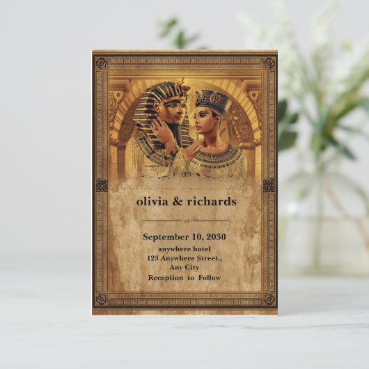 Wedding Invitation – Elegant Pharaoh Theme Bedankkaart (Staand voorkant)