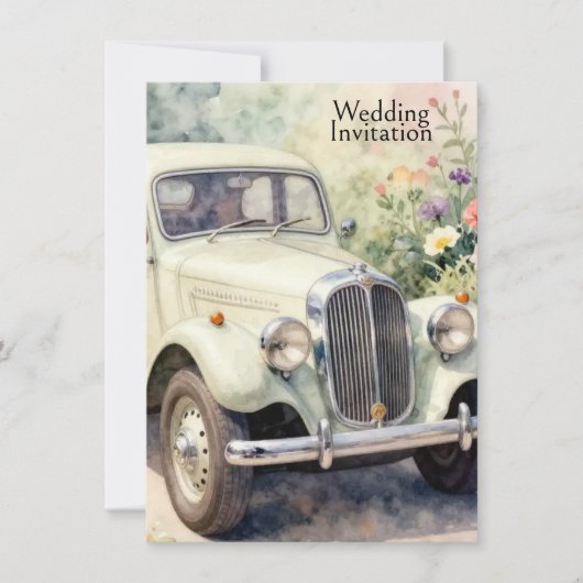 Wedding Invitation Elegant wedding car (Devant)