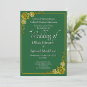 Wedding Invitation Emerald Green Gold White  (Debout devant)