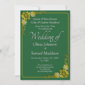 Wedding Invitation Emerald Green Gold White  Kaart (Voorkant)