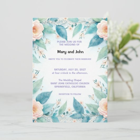 Wedding Invitation Floral (Debout devant)