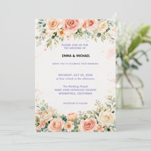 Wedding Invitation Floral (Debout devant)