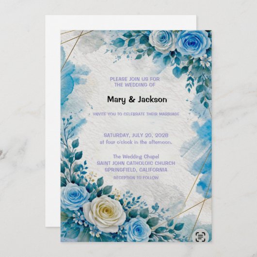 Wedding Invitation Floral (Devant / Derrière)