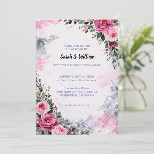 Wedding Invitation Floral (Debout devant)