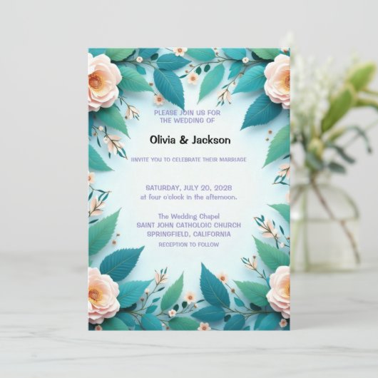 Wedding Invitation Floral (Debout devant)
