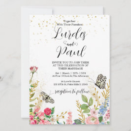 Wedding invitation Floral Butterfly Kaart