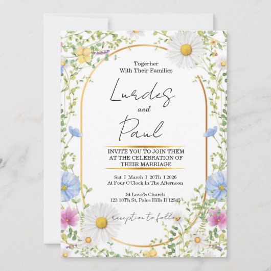  Wedding invitation Floral Daisy (Devant)
