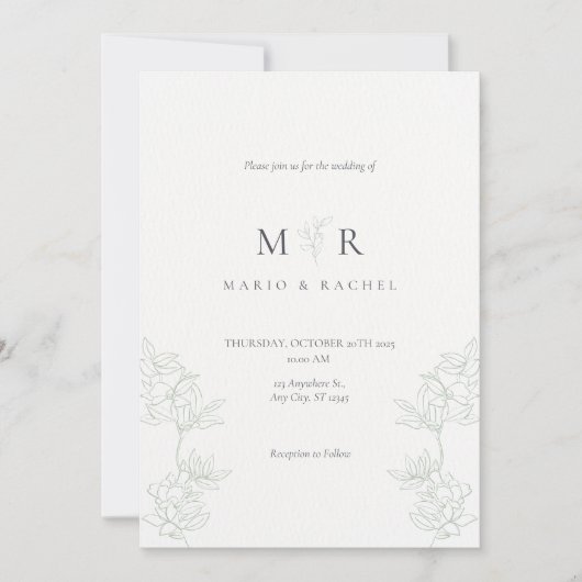 Wedding Invitation Floral Elegant Soft Design (Devant)