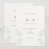 Wedding Invitation Floral Elegant Soft Design (Devant / Derrière)