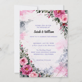 Wedding Invitation Floral Kaart