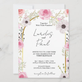Wedding invitation Floral Pink Kaart