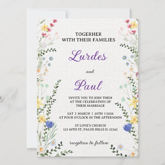 Wedding invitation Floral Romanctic (Devant)