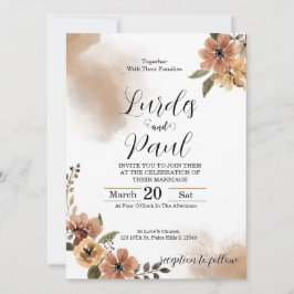 Wedding invitation Floral tons of brown Kaart