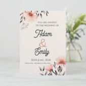 Wedding Invitation Flower Kaart (Staand voorkant)