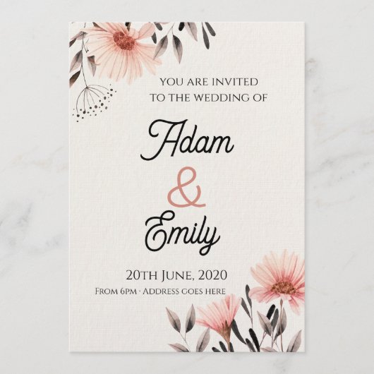 Wedding Invitation Flower Kaart (Voorkant)