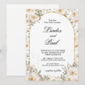 Wedding invitation Flower Vintage White (Devant / Derrière)