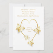 Wedding Invitation Gold Coloured Heart Butterfly (Dos)