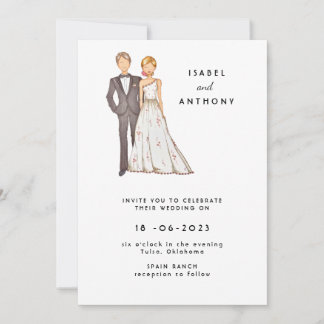 Wedding invitation, hand drawn illustration. kaart