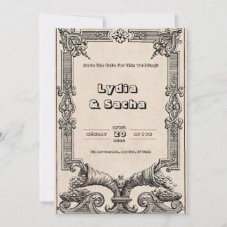 Wedding invitation in old beige paper kaart