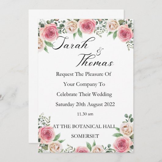 wedding Invitation Kaart (Voorkant / Achterkant)