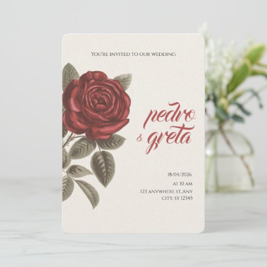 wedding invitation kaart (Staand voorkant)